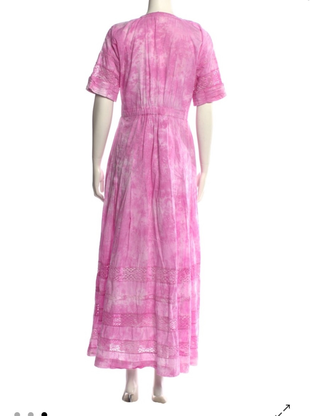 LoveShackFancy Pink Tie-Dye Lace Inset Maxi Dress
